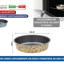 TORTIERA CONICA ANTIADERENTE CM.22X5h X FRIGGITRICE AD ARIA