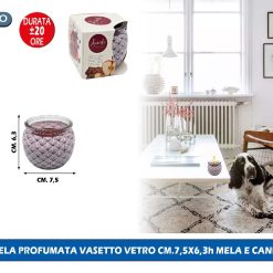 CANDELA PROFUMATA VASETTO VETRO CM.7,5X6,3h MELA E CANNELLA
