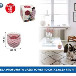 CANDELA PROFUMATA VASETTO VETRO CM.7,5X6,3h FRUTTI ROSSI