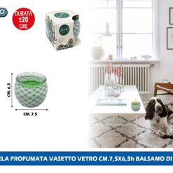 CANDELA PROFUMATA VASETTO VETRO CM.7,5X6,3h BALSAMO DI ABETE
