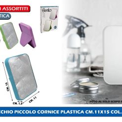 SPECCHIO PICCOLO CORNICE PLASTICA CM.11X15 COL. ASS.