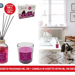 DIFFUSORE DI FRAGRANZA ML.100 + CANDELA IN VASETTO VETRO ML.100 ORCHIDEA