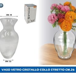 VASO VETRO CRISTALLO COLLO STRETTO CM.26