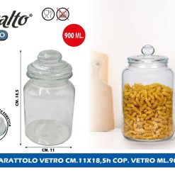 BARATTOLO VETRO CM.11X18,5h COP. VETRO ML.900