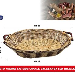 CESTA VIMINI CNT308 OVALE CM.65X45X15h BICOLORE