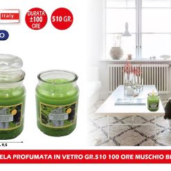CANDELA PROFUMATA IN VETRO GR.510 100 ORE MUSCHIO BIANCO