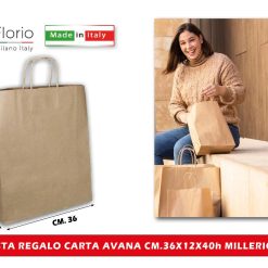 BUSTA REGALO CARTA AVANA CM.36X12X40h MILLERIGHE