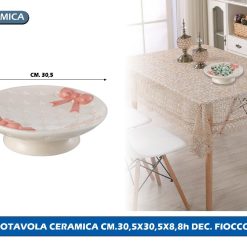 CENTROTAVOLA CERAMICA CM.30,5X30,5X8,8h DEC. FIOCCO ROSA