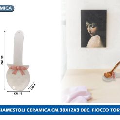 POGGIAMESTOLI CERAMICA CM.30X12X3 DEC. FIOCCO TORTORA