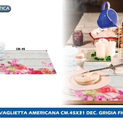TOVAGLIETTA AMERICANA CM.45X31 DEC. GRIGIA FIORI
