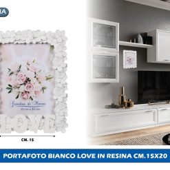 PORTAFOTO BIANCO LOVE IN RESINA CM.15X20
