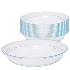 Sicignano | 15 Vassoi Bavarese in Plastica Trasparente - Per Dolci, Dessert, Profiterole, Struffoli, Pastiera, Baba, Torta - Riutilizzabili e Facili da Pulire, Infrangibile, Antigraffio (24 cm)