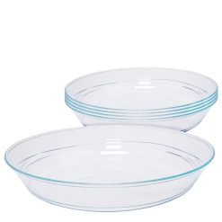 Sicignano | 5 Vassoi Bavarese in Plastica Trasparente - Per Dolci, Dessert, Profiterole, Struffoli, Pastiera, Baba, Torta - Riutilizzabili e Facili da Pulire, Infrangibile, Antigraffio (32 cm)