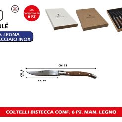 COLTELLI BISTECCA CONF. 6 PZ. MAN. LEGNO