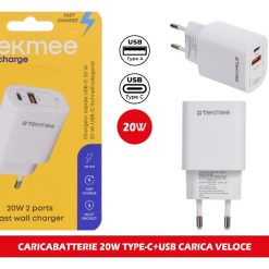 CARICABATTERIE 20W TYPE-C+USB CARICA VELOCE