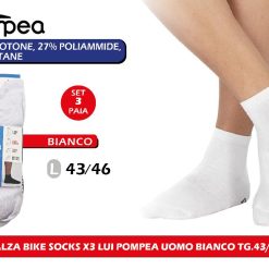 SET 2 Pompea Calza Uomo Bike Socks 3 Paia Bianco Taglia 43/46 (Copia)