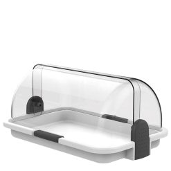 Sicignano | Vetrinetta Espositiva Singola da Bancone, Bianco, 46.5x31.5x19.5h cm - Espositore Neutro per Bar Ristoranti Buffet B&B Colazione Pranzo Cena, Vetrina Porta Dolci - 1 Piano