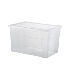 Sicignano | Set 3 Contenitori Storage Visual Box XXL High Trasparenti con Coperchio | 59x39x35h cm, 62 Litri | Plastica Alimentare, Multiuso per Casa, Ufficio, Cucina e Garage