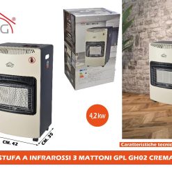STUFA A INFRAROSSI 3 MATTONI GPL GH02 CREMA