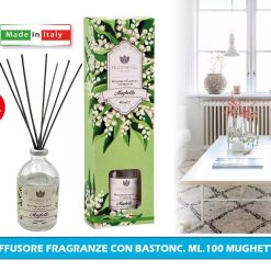 DIFFUSORE FRAGRANZE CON BASTONC. ML.100 MUGHETTO