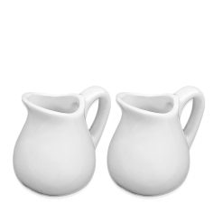 Sicignano | Set 2 Mini Lattiere in Porcellana Bianca 25 ml – Perfetta per Panna, Latte Caldo o Salse Decorative – Elegante e Compatta per Colazioni e Catering