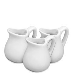 Sicignano | Set 3 Mini Lattiere in Porcellana Bianca 25 ml – Perfetta per Panna, Latte Caldo o Salse Decorative – Elegante e Compatta per Colazioni e Catering