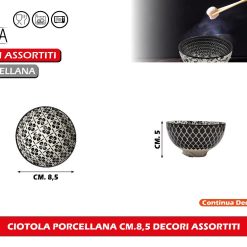 CIOTOLA PORCELLANA CM.8,5 DECORI ASSORTITI