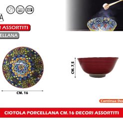 CIOTOLA PORCELLANA CM.16 DECORI ASSORTITI
