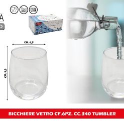 BICCHIERE VETRO CF.6PZ. CC.340 TUMBLER