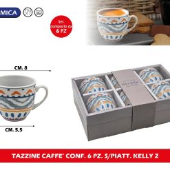 TAZZINE CAFFE' CONF. 6 PZ. S/PIATT. KELLY 2