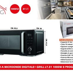 FORNO A MICROONDE DIGITALE+ GRILL LT.31 1500W 8 PROGRAMMI