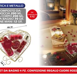 SET DA BAGNO 4 PZ. CONFEZIONE REGALO CUORE ROSSO