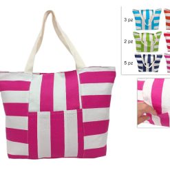 BORSA MARE FANTASIA CANVAS RIGATO 6 COL. ASS.