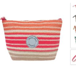 BORSELLO COSMESI EFFETTO PAGLIA FASCE ORIZZONTALI 4 COLORI