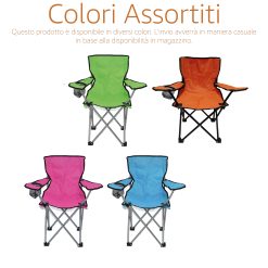 Sedia Campeggio Pieghevole Baby Colori Assortiti 54x34x64h - immagine 3