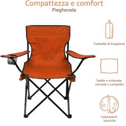 Sedia Campeggio Pieghevole Baby Colori Assortiti 54x34x64h - immagine 2