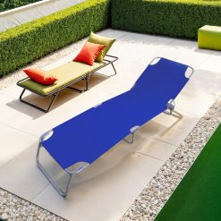 Lettino Mare Pieghevole Telo Poliestere 180x55x62 Blu - immagine 6