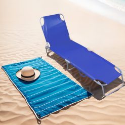 Lettino Mare Pieghevole Telo Poliestere 180x55x62 Blu - immagine 5