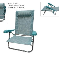 SPIAGGINA ALLUMINIO TUBO MM.22 TELO TEXILENE TURCHESE