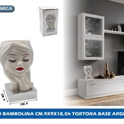 VASO BAMBOLINA CM.9X9X18,5h TORTORA BASE ARGENTO