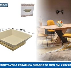 CENTROTAVOLA CERAMICA QUADRATO ORO CM. 29X29X10h