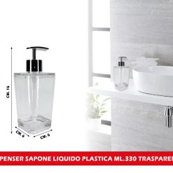 DISPENSER SAPONE LIQUIDO PLASTICA ML.330 TRASPARENTE