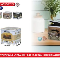 PORTACAPSULE LATTA CM.14,5X14,5X12h 4 DECORI