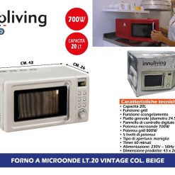 FORNO A MICROONDE LT.20 VINTAGE COL. BEIGE