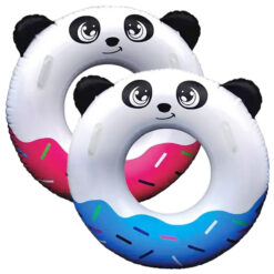 Ciambella Gonfiabile Fantasia Panda con Maniglie Ø80cm – Design Divertente, Colori Assortiti, Sicura per Bambini e Adulti in Mare o Piscina, Adatta ai Bambini dai 3+ anni
