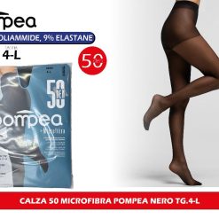 Sicignano | Set 2 Calze Collant Calzamaglie da Donna 50 Denari Nero Opaco in Microfibra con Cinturino Soft Comfort - Coprente, Perfetta Vestibilità e Resistente - Taglia 4-L