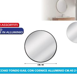 SPECCHIO TONDO KAIL CON CORNICE ALLUMINIO CM.40 2 COL.