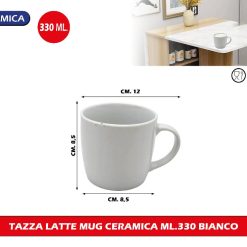TAZZA LATTE MUG CERAMICA ML.330 BIANCO