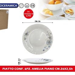 PIATTO CONF. 6PZ. AMELIA PIANO CM.26X2,5h