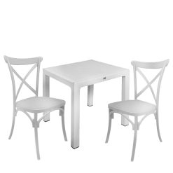 SET 2 SEDIE RESINA BIANCHE + TAVOLO POLYRATTAN BIANCO - immagine 1